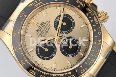 Replica Rolex Daytona 126518LN Gold Dial in Yellow Gold on Rubber Strap