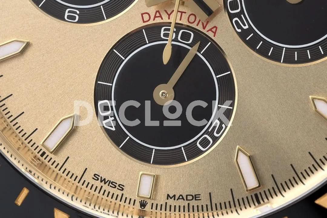 Replica Rolex Daytona 126518LN Gold Dial in Yellow Gold on Rubber Strap |  Declock.