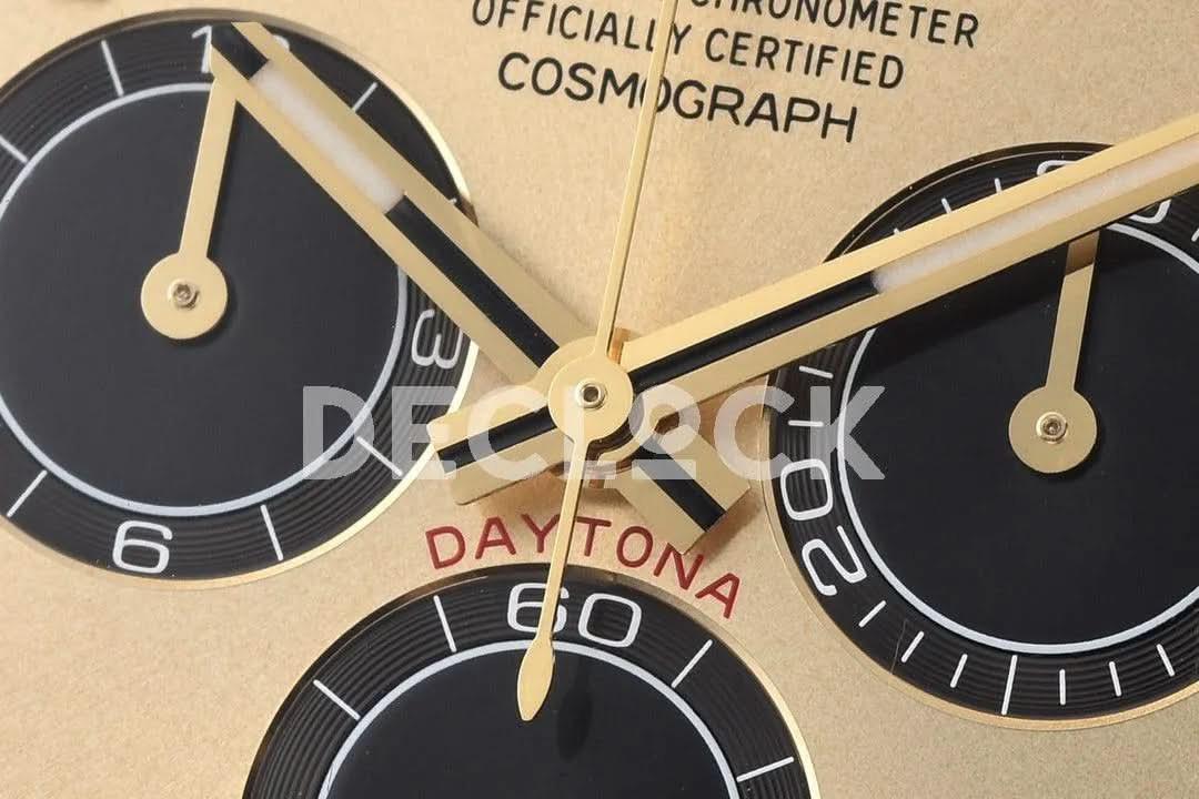 Replica Rolex Daytona 126518LN Gold Dial in Yellow Gold on Rubber Strap |  Declock.