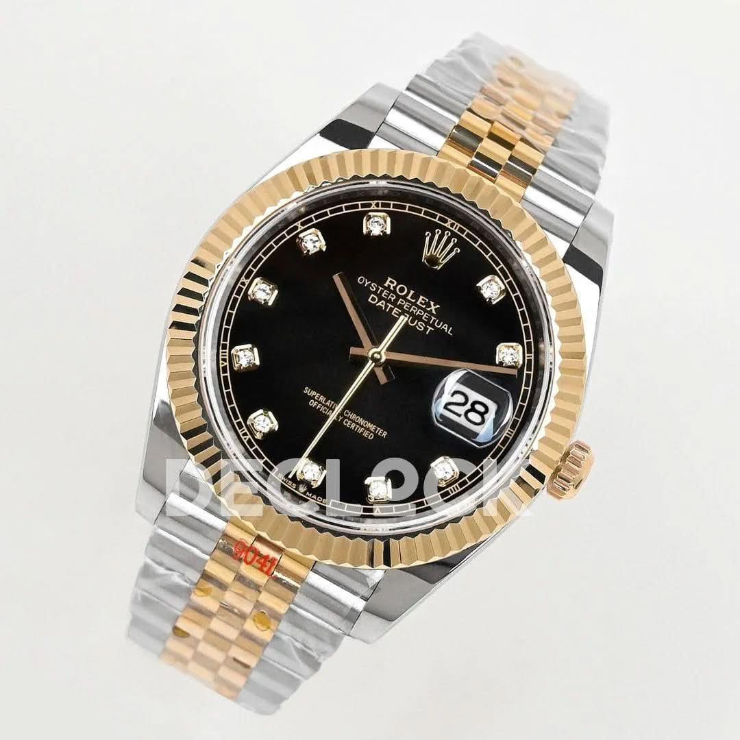 Replica Rolex Datejust 36/41 126331 Black Dial in with Diamond Markers in Jubilee |  Declock.