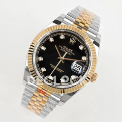 Replica Rolex Datejust 36/41 126331 Black Dial in with Diamond Markers in Jubilee