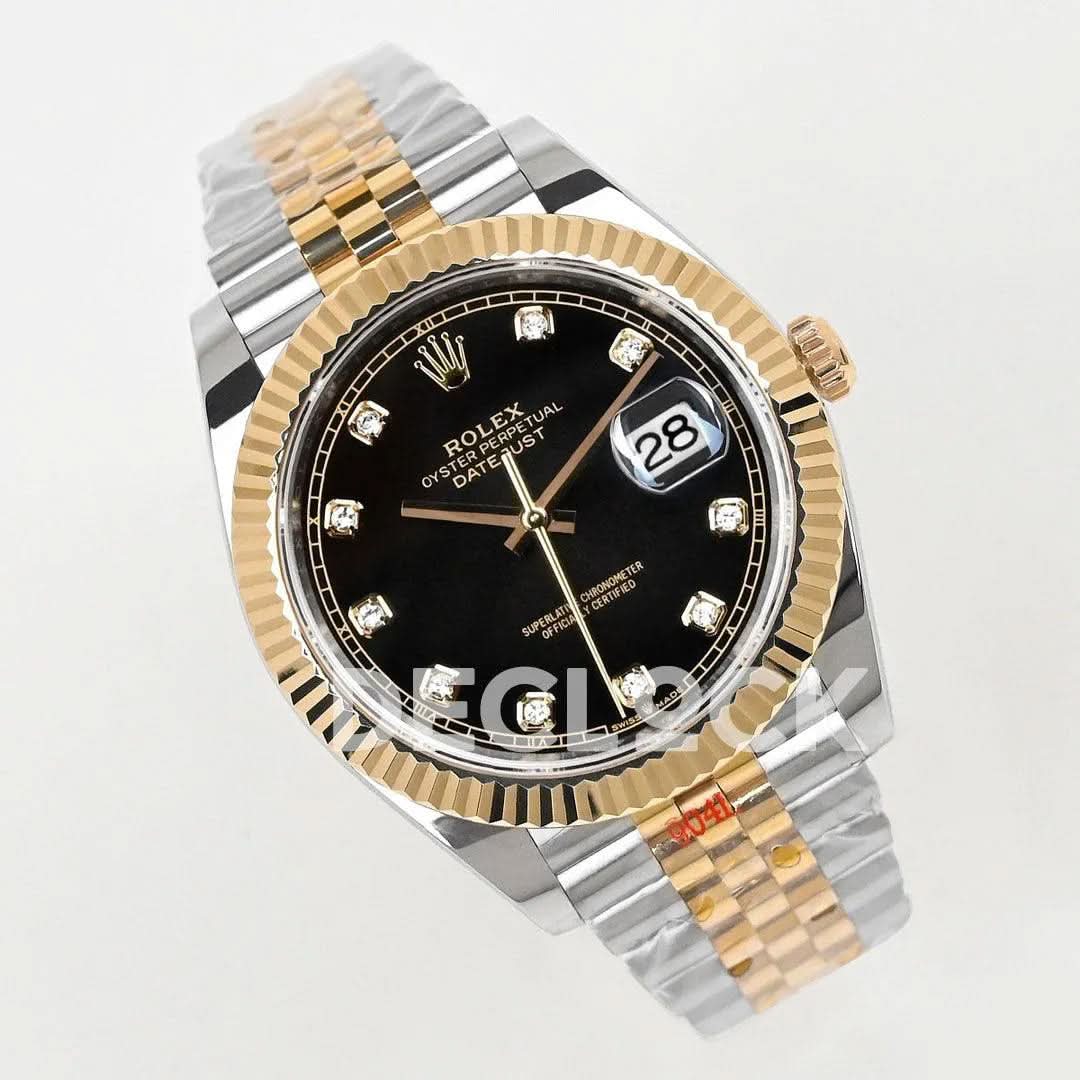 Replica Rolex Datejust 36/41 126331 Black Dial in with Diamond Markers in Jubilee