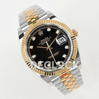 Replica Rolex Datejust 36/41 126331 Black Dial in with Diamond Markers in Jubilee
