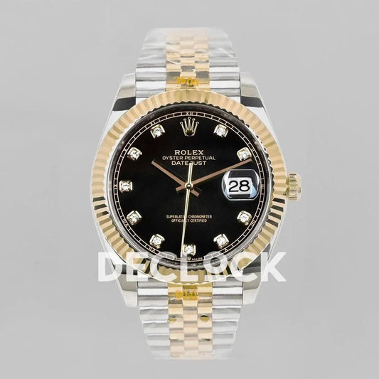 Replica Rolex Datejust 36/41 126331 Black Dial in with Diamond Markers in Jubilee |  Declock.