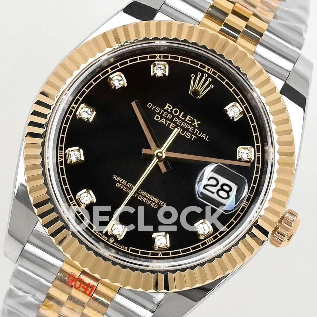 Replica Rolex Datejust 36/41 126331 Black Dial in with Diamond Markers in Jubilee |  Declock.