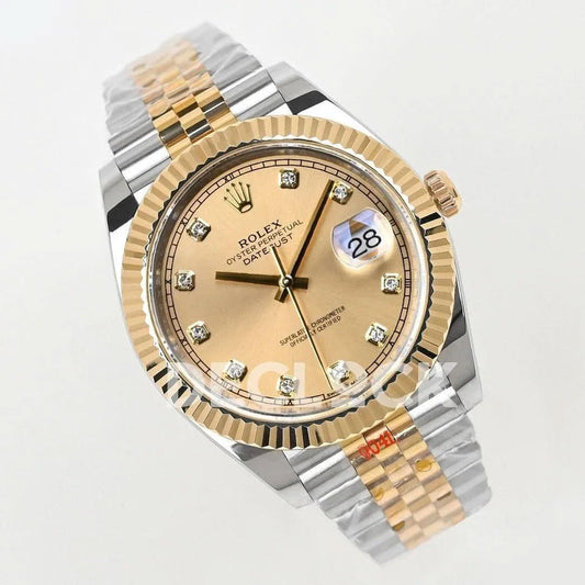 Replica Rolex Datejust 36/41 126331 Gold Dial in with Diamond Markers in Jubilee | Declock.