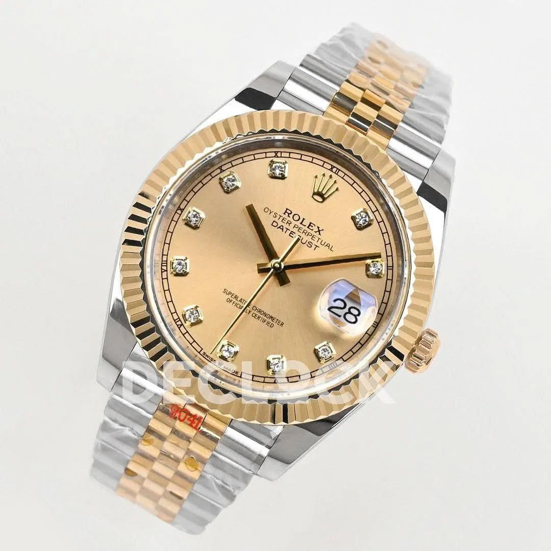 Replica Rolex Datejust 36/41 126331 Gold Dial in with Diamond Markers in Jubilee |  Declock.