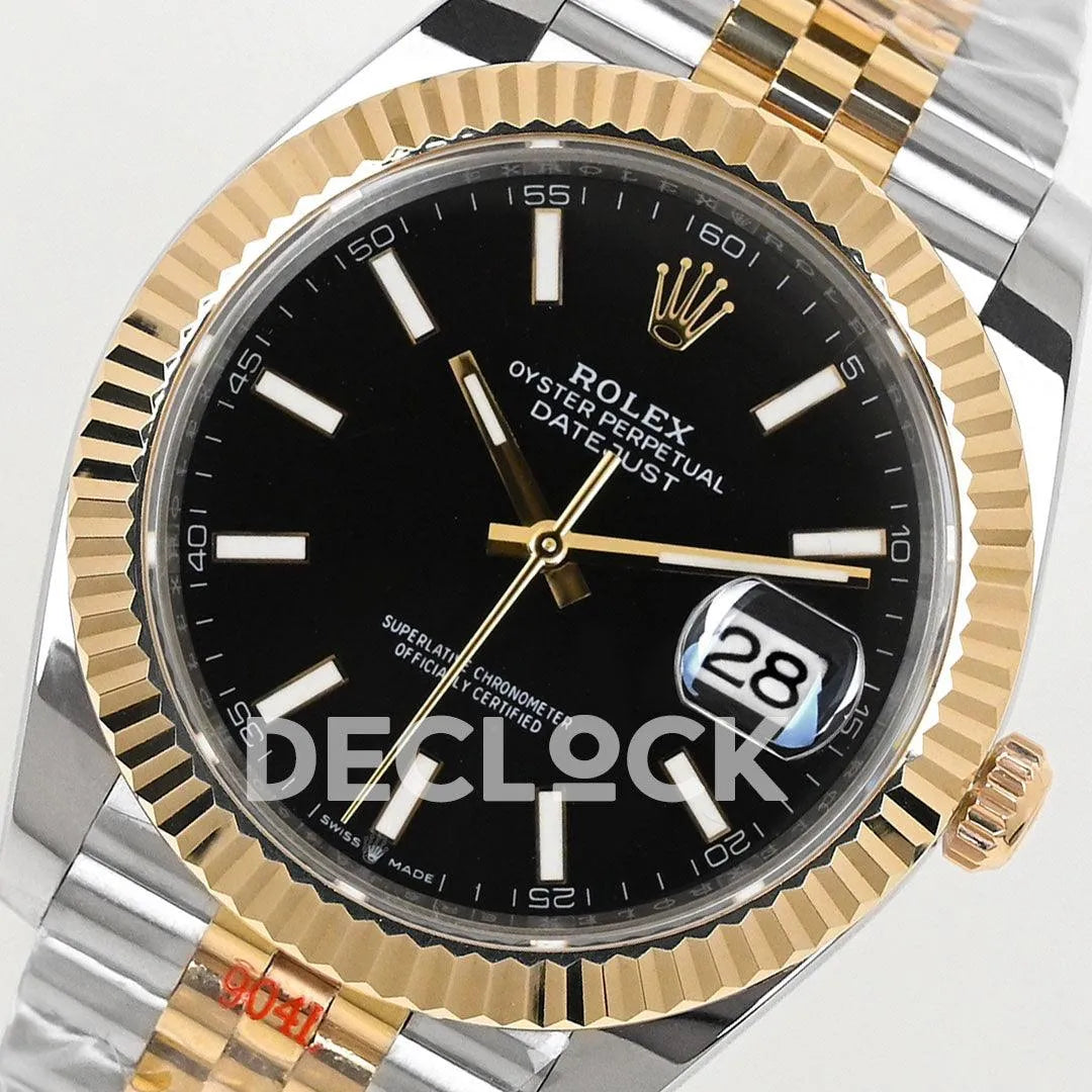 Replica Rolex Datejust 36/41 126331 Black Dial in with Stick Markers in Jubilee