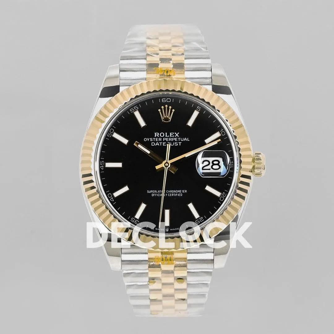 Replica Rolex Datejust 36/41 126331 Black Dial in with Stick Markers in Jubilee |  Declock.