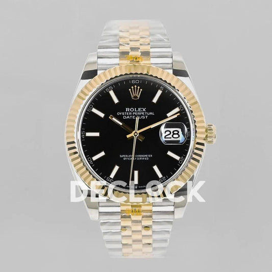 Replica Rolex Datejust 36/41 126331 Black Dial in with Stick Markers in Jubilee | Declock.