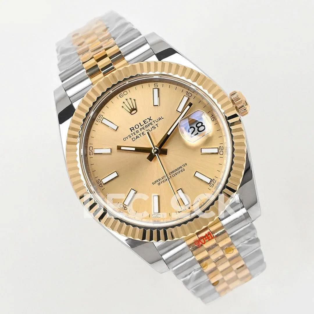 Replica Rolex Datejust 36/41 126331 Gold Dial in with Stick Markers in Jubilee |  Declock.