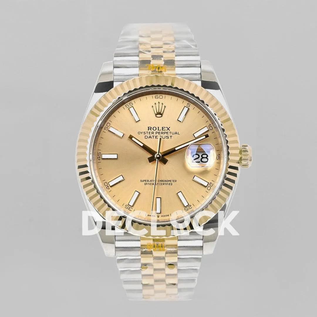 Replica Rolex Datejust 36/41 126331 Gold Dial in with Stick Markers in Jubilee
