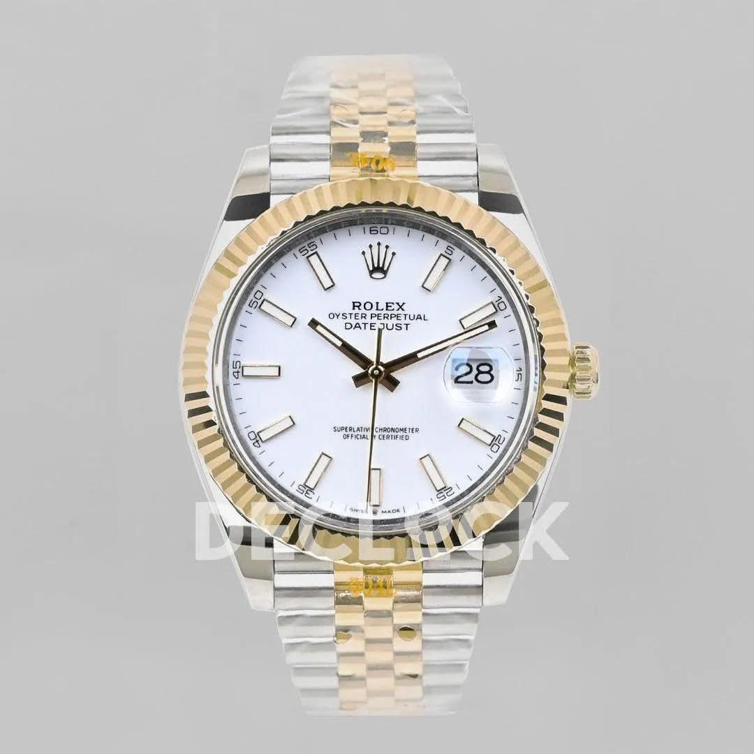 Replica Rolex Datejust 36/41 126331 White Dial in with Stick Markers in Jubilee |  Declock.
