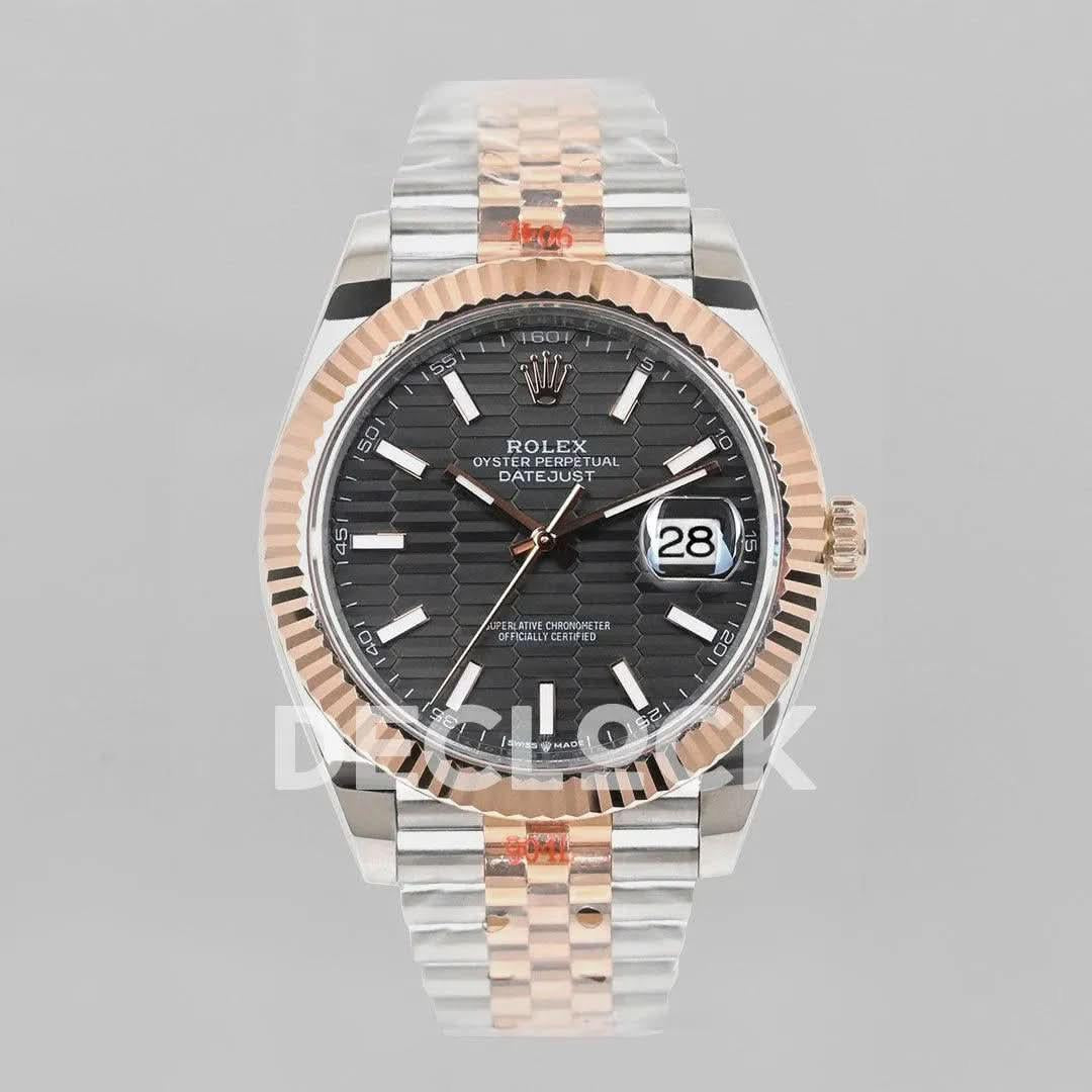 Replica Rolex Datejust 36/41 126331 Black Motif Dial in with Stick Markers in Jubilee |  Declock.