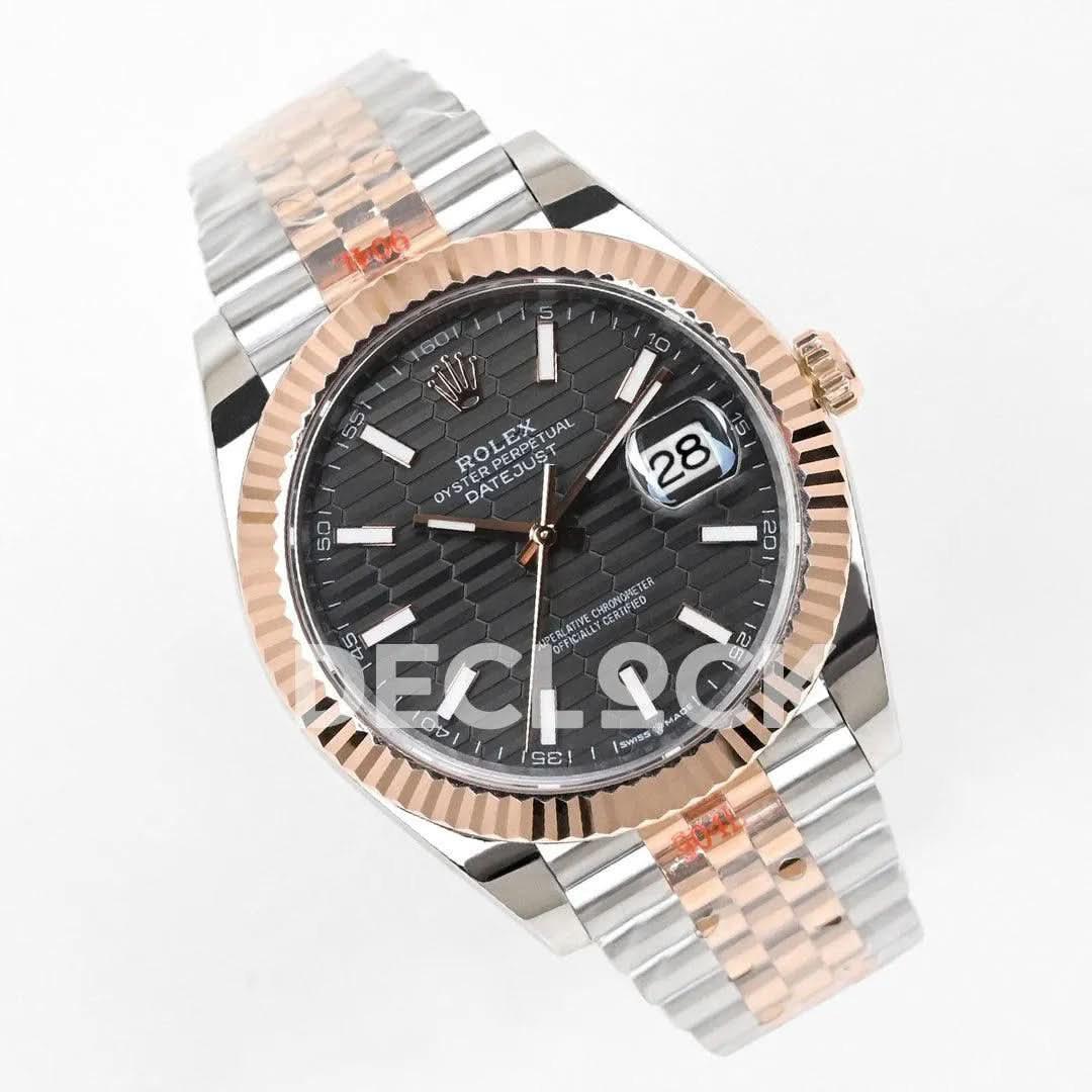 Replica Rolex Datejust 36/41 126331 Black Motif Dial in with Stick Markers in Jubilee |  Declock.