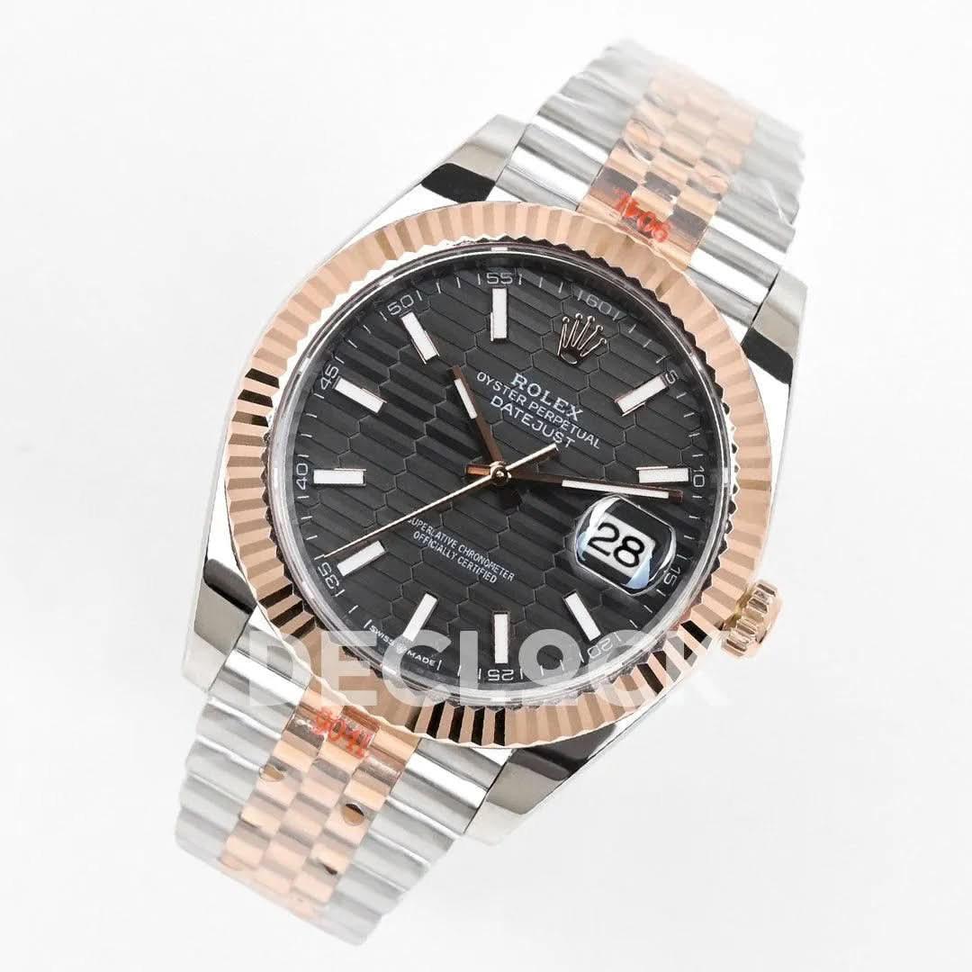 Replica Rolex Datejust 36/41 126331 Black Motif Dial in with Stick Markers in Jubilee |  Declock.
