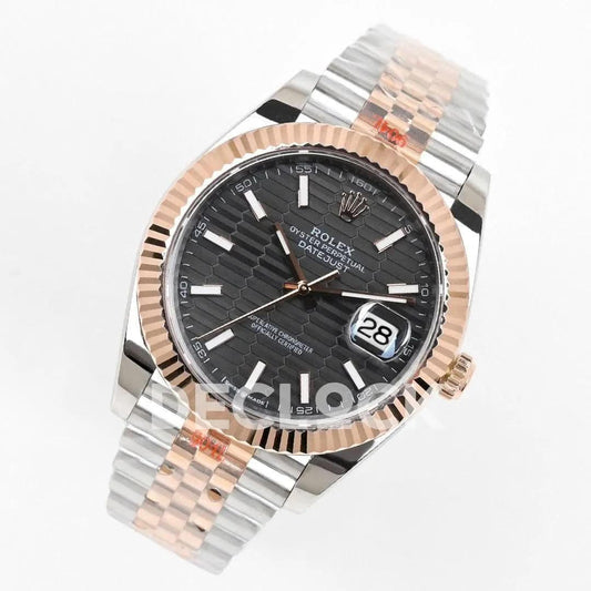 Replica Rolex Datejust 36/41 126331 Black Motif Dial in with Stick Markers in Jubilee |  Declock.