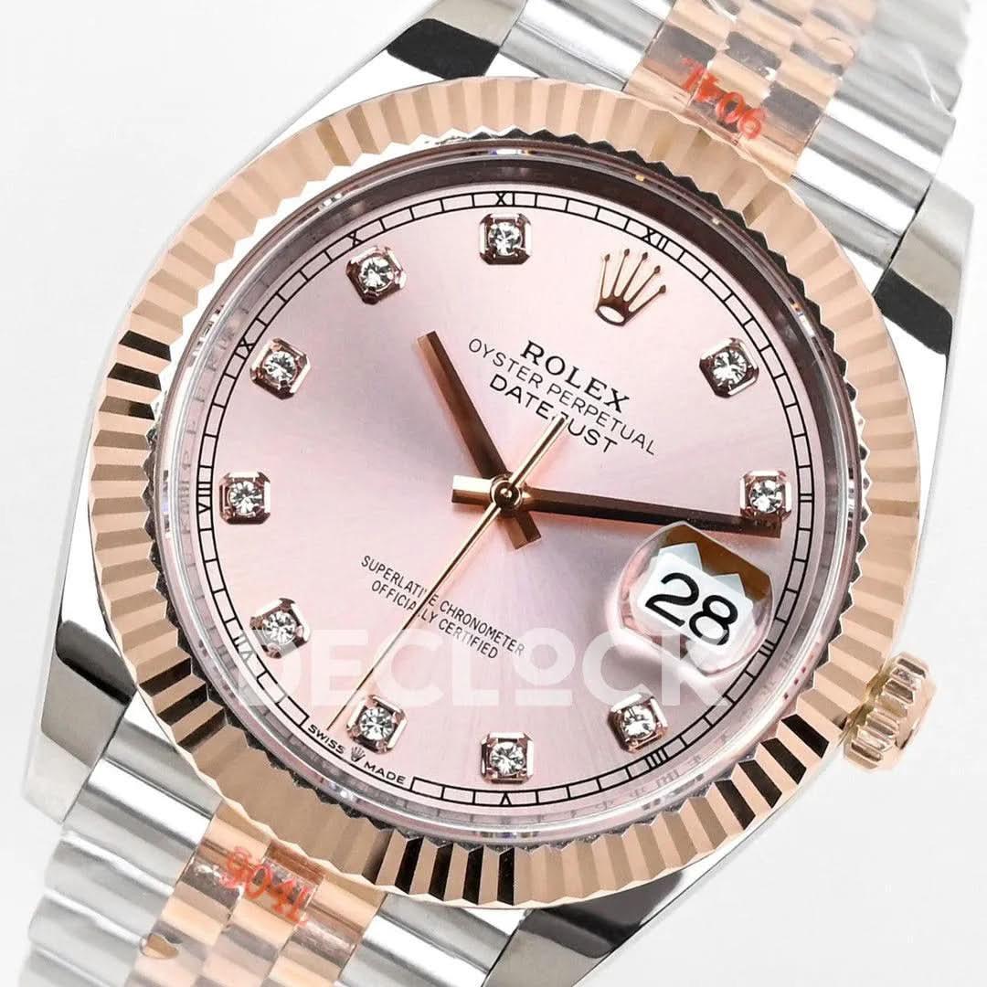 Replica Rolex Datejust 36/41 126331 Pink Dial in with Diamond Markers in Jubilee |  Declock.