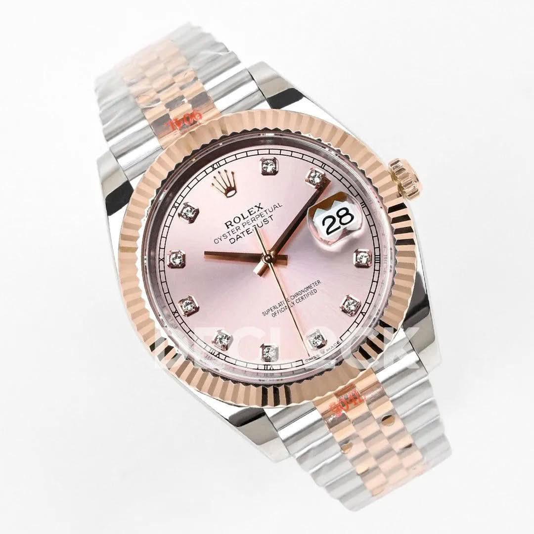Replica Rolex Datejust 36/41 126331 Pink Dial in with Diamond Markers in Jubilee |  Declock.