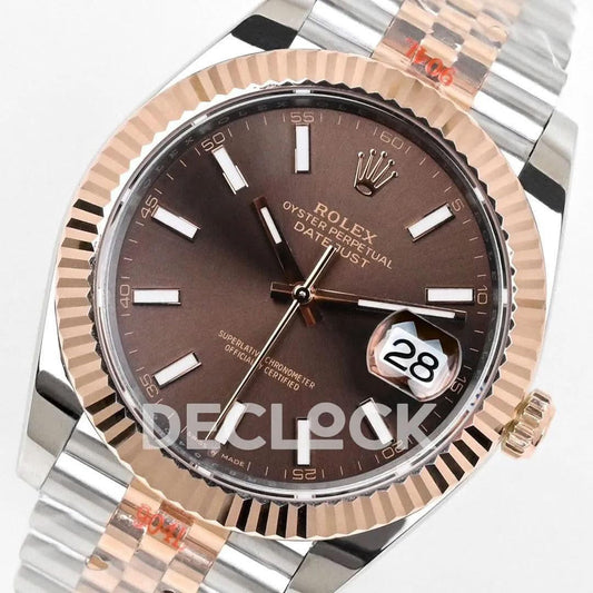 Replica Rolex Datejust 36/41 126331 Brown Dial in with Stick Markers in Jubilee | Declock.