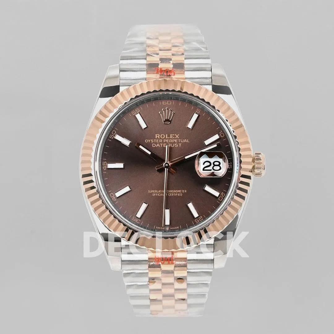 Replica Rolex Datejust 36/41 126331 Brown Dial in with Stick Markers in Jubilee |  Declock.