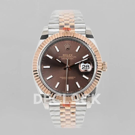 Replica Rolex Datejust 36/41 126331 Brown Dial in with Stick Markers in Jubilee | Declock.