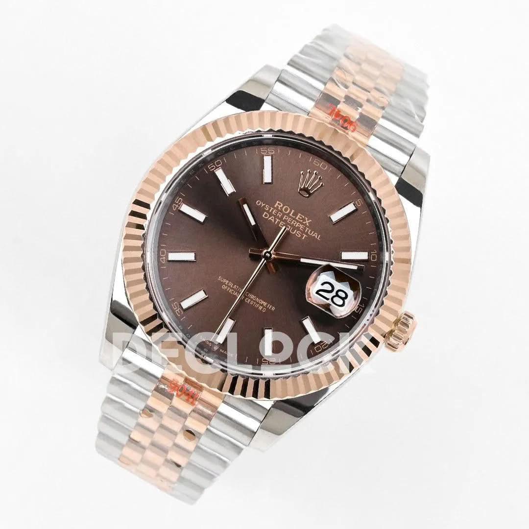 Replica Rolex Datejust 36/41 126331 Brown Dial in with Stick Markers in Jubilee |  Declock.