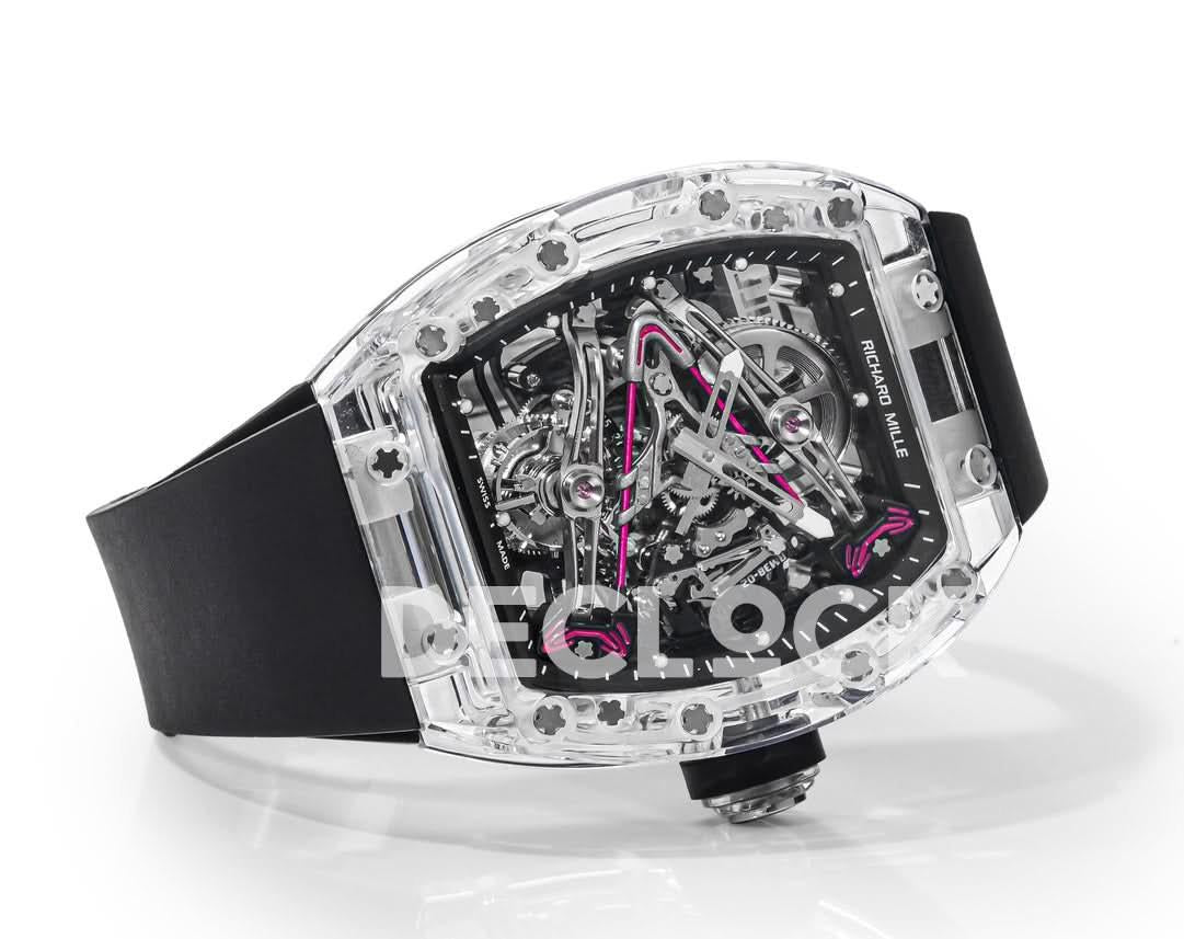 Replica Richard Mille Mille RM 38-02 Pink Themed Crystal Skeleton Tourbillon Black Rubber |  Declock.