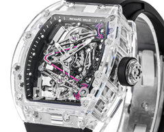 Mille RM 38-02 Pink Themed Crystal Skeleton Tourbillon Black Rubber