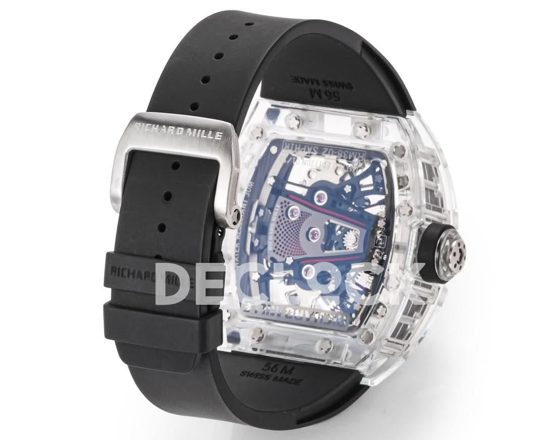 Replica Richard Mille Mille RM 38-02 Pink Themed Crystal Skeleton Tourbillon Black Rubber |  Declock.