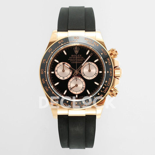 Rolex Super Clone Daytona 126515 Black/RG Stick Dial on Oysterflex Strap DD4131 Replica Watch
