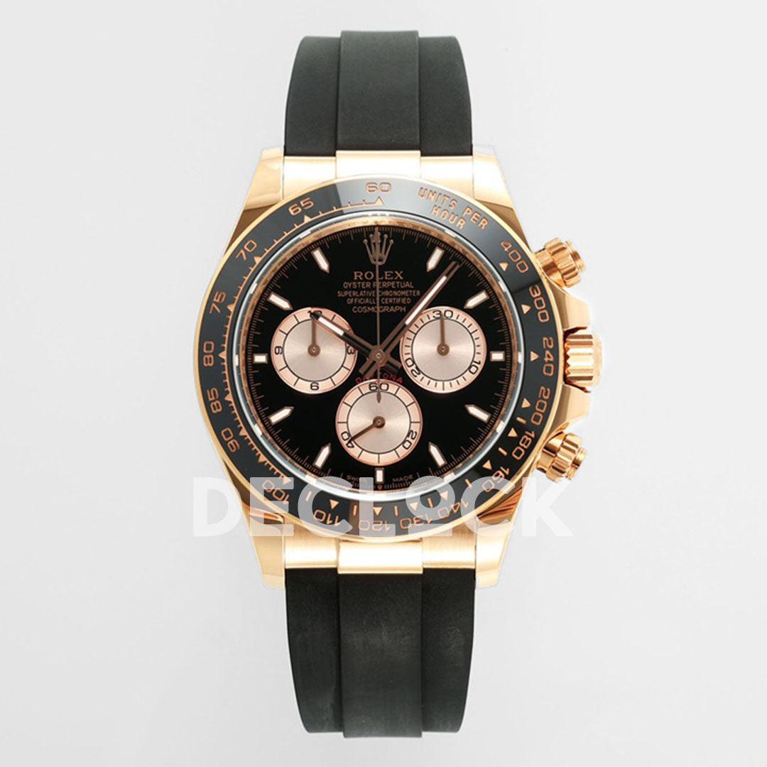 Rolex Super Clone Daytona 126515 Black/RG Stick Dial on Oysterflex Strap DD4131 Replica Watch