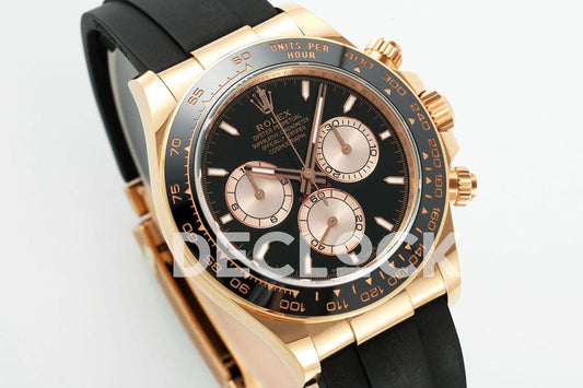 Rolex Super Clone Daytona 126515 Black/RG Stick Dial on Oysterflex Strap DD4131 Replica Watch