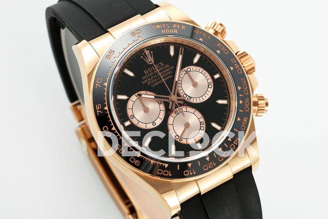 Rolex Super Clone Daytona 126515 Black/RG Stick Dial on Oysterflex Strap DD4131 Replica Watch