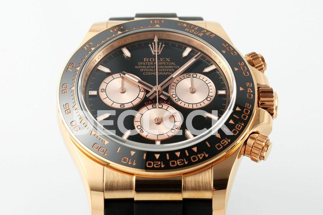 Rolex Super Clone Daytona 126515 Black/RG Stick Dial on Oysterflex Strap DD4131 Replica Watch