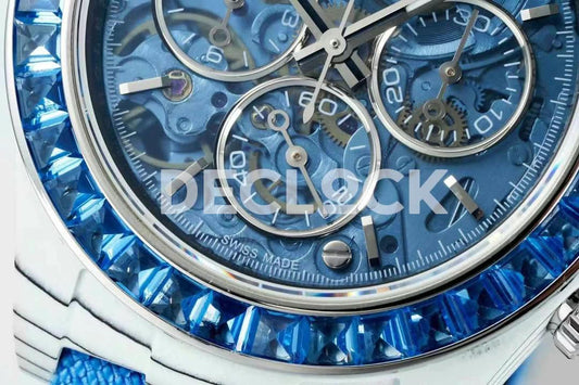 Replica Declock Daytona Diw Paved Diamond Bezel Blue |  Declock.