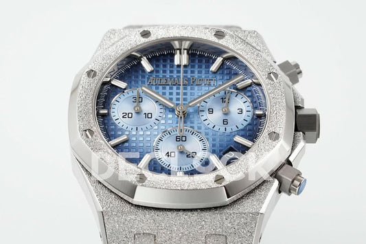 Replica Audemars Pigeut Royal Oak Chrono 26240 Blue Dial Frosted SS APSF | Declock.