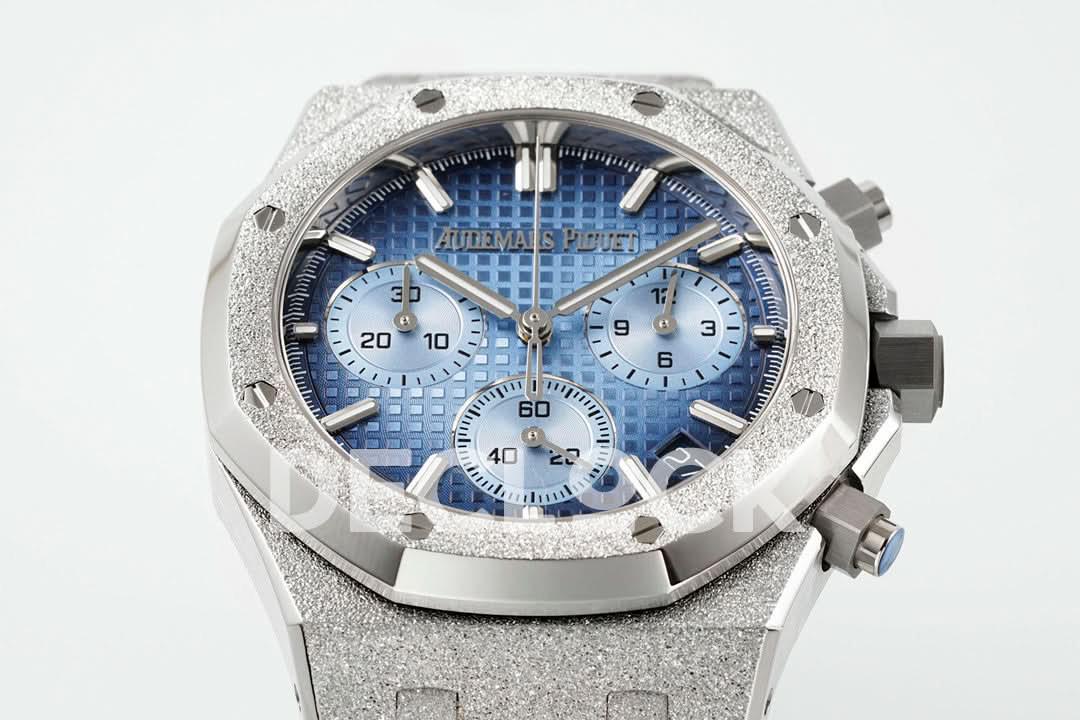 Replica Audemars Pigeut Royal Oak Chrono 26240 Blue Dial Frosted SS APSF |  Declock.