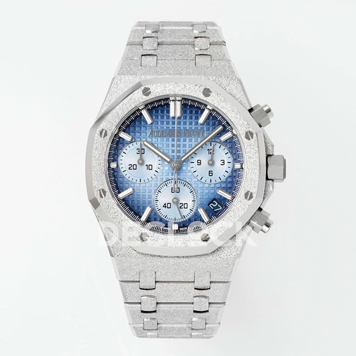 Replica Audemars Pigeut Royal Oak Chrono 26240 Blue Dial Frosted SS APSF |  Declock.