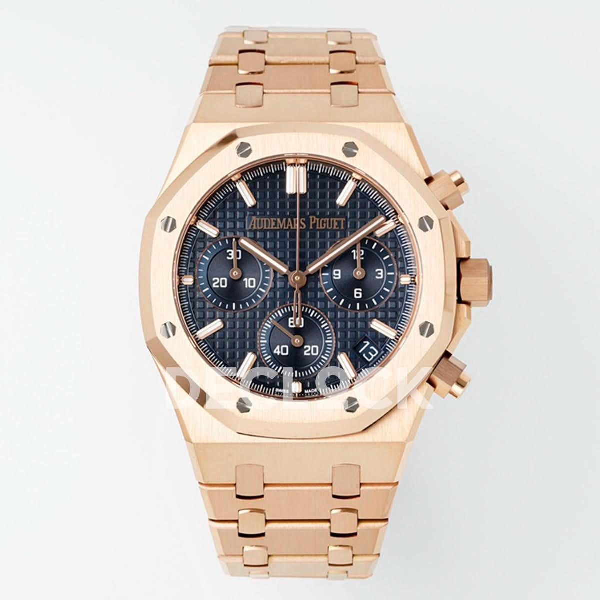 Replica Audemars Pigeut Royal Oak Chrono 26240 Blue Dial on RG Bracelet |  Declock.
