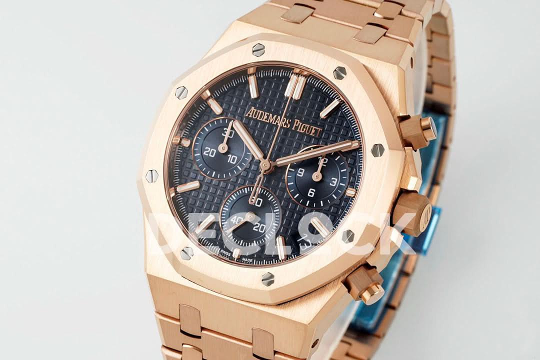 Replica Audemars Pigeut Royal Oak Chrono 26240 Blue Dial on RG Bracelet |  Declock.