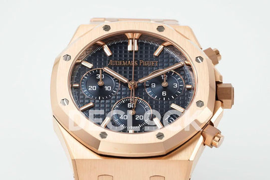 Replica Audemars Pigeut Royal Oak Chrono 26240 Blue Dial on RG Bracelet |  Declock.