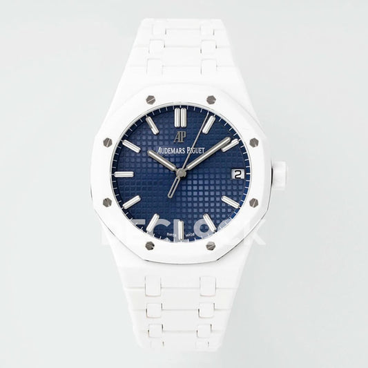Replica Audemars Pigeut Royal Oak 41mm 15500 White Ceramic/Cer Blue Dial APSF |  Declock.