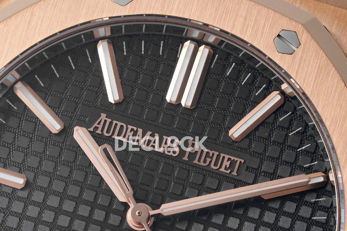 Audemars Piguet Super Clone Royal Oak 41mm 15510 RG BlackTextured Dial on RG Bracelet SA4302 Replica Watch