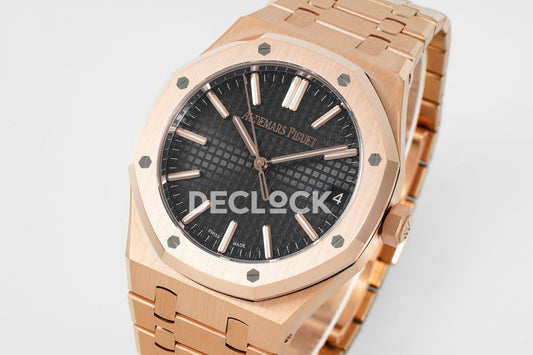 Super Clone Royal Oak 41mm 15510 RG BlackTextured Dial on RG Bracelet SA4302