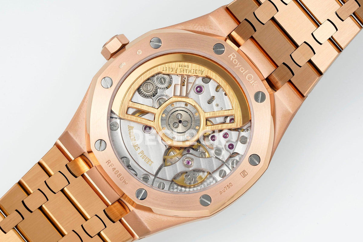 Audemars Piguet Super Clone Royal Oak 41mm 15510 RG BlackTextured Dial on RG Bracelet SA4302 Replica Watch