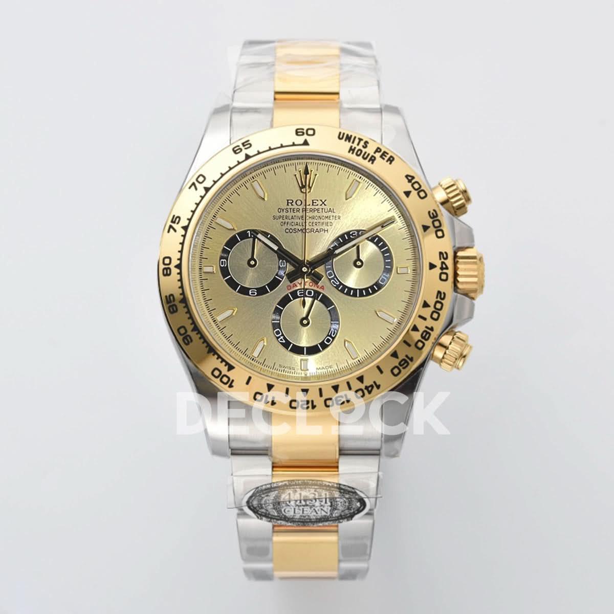 Replica Rolex Daytona 126503 YG/SS in Gold Dial |  Declock.