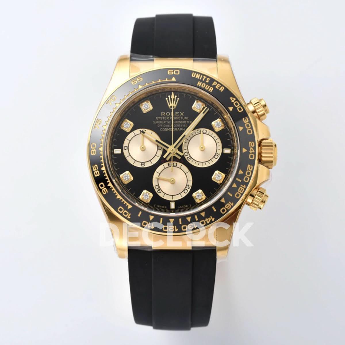 Replica Rolex Daytona 126518 YG in Black Dial Diamond Markers |  Declock.
