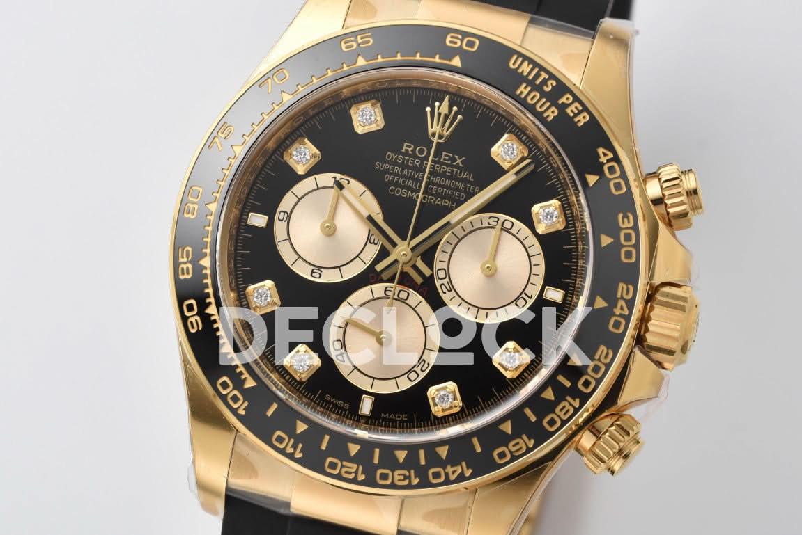 Replica Rolex Daytona 126518 YG in Black Dial Diamond Markers |  Declock.