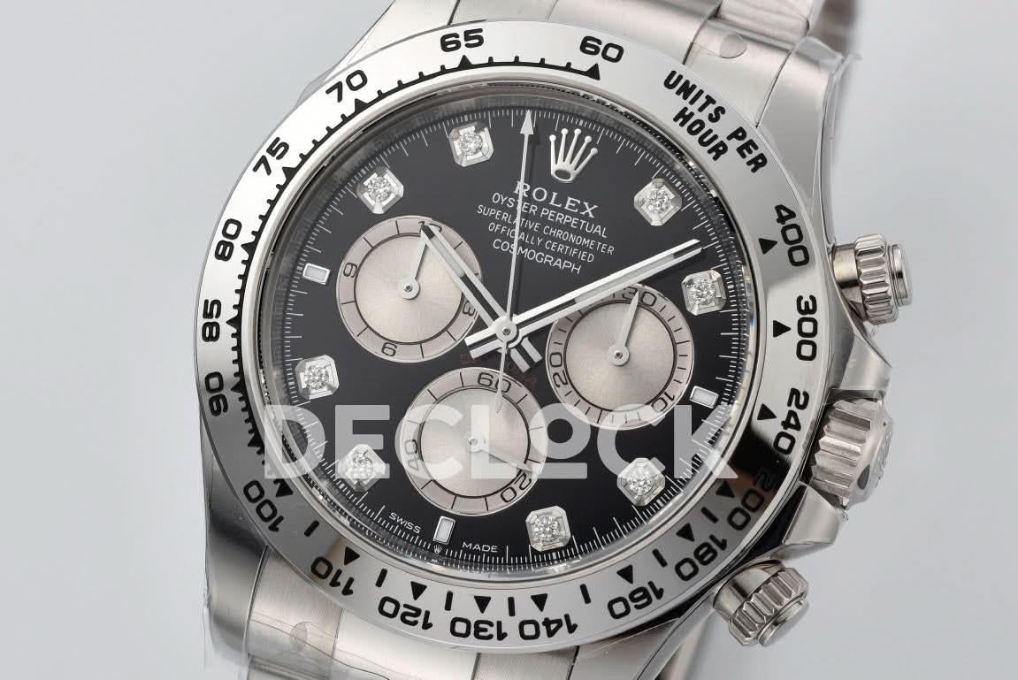 Replica Rolex Daytona 126509 SS in Black Dial Diamond Markers |  Declock.